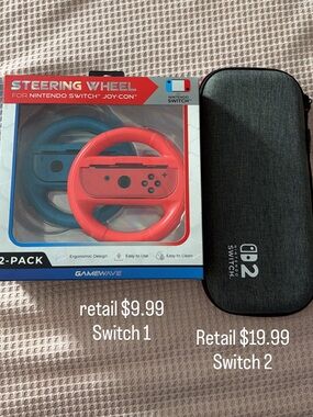 Joy-Con Steering Wheel for Nintendo Switch 1 and Case for Nintendo Switch 2
